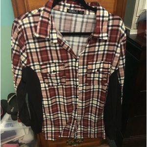 EUC Core Flannel Shirt W/Roll Up Tab Sleeves Black on Each Side